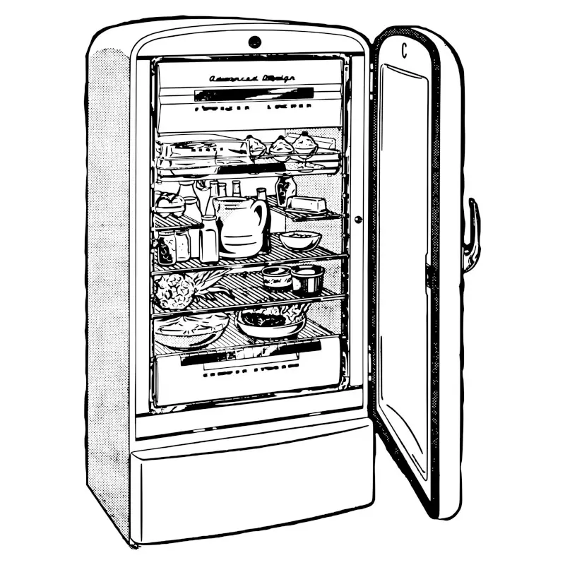 American-style Fridge Freezer Sketch Idea for Beginners